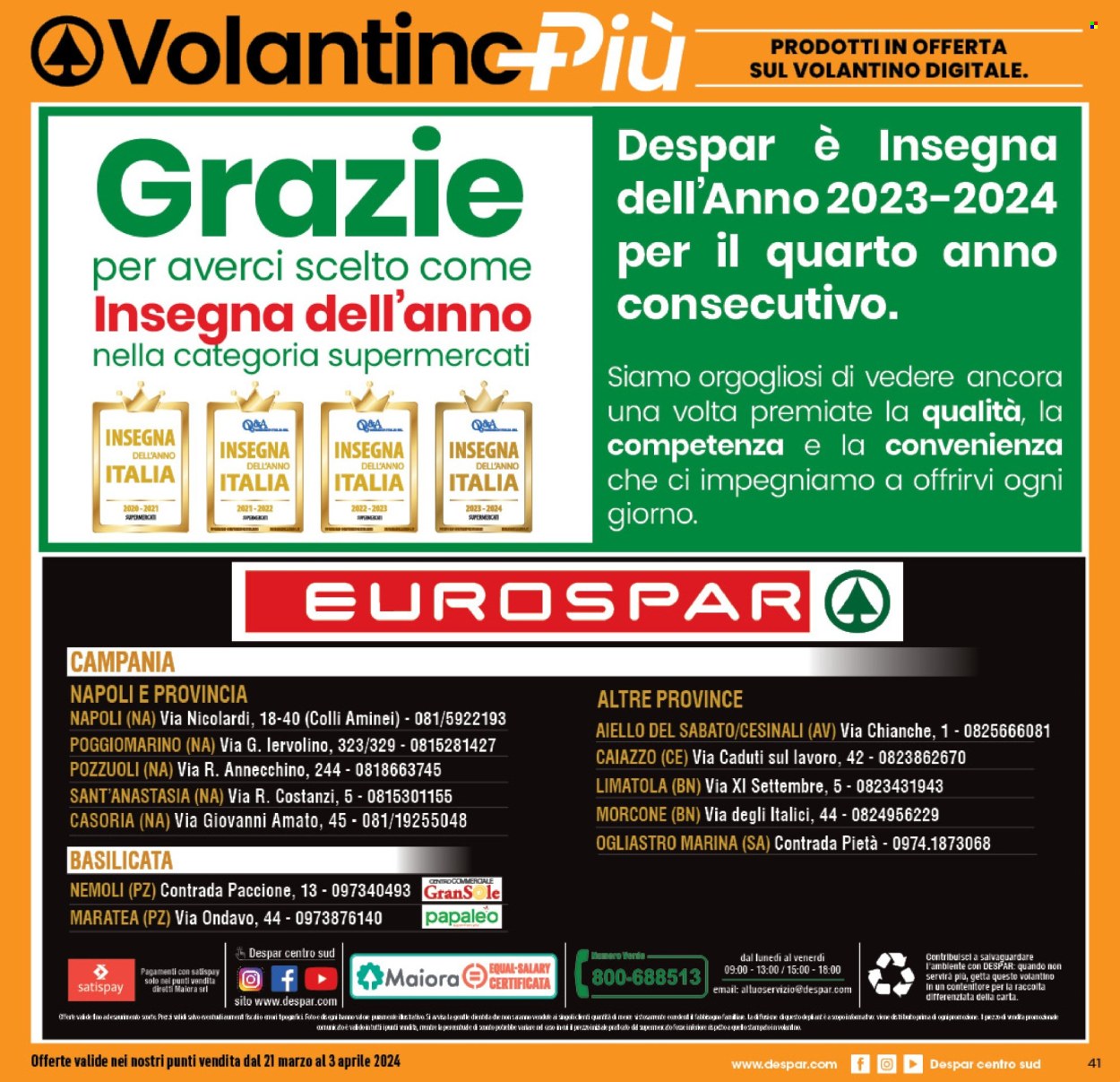 Volantino Eurospar - 21.3.2024 - 3.4.2024.