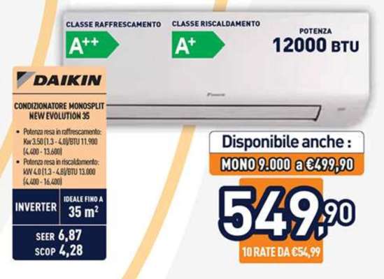 DAIKIN CONDIZIONATORE MONOSPLIT NEW EVOLUTION 35