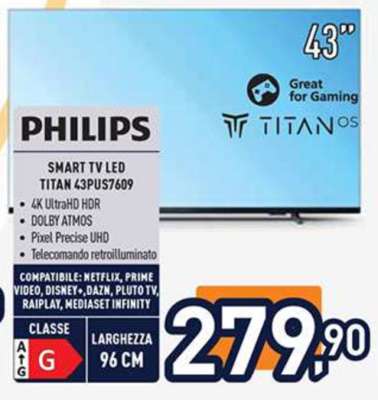PHILIPS SMART TV LED TITAN 43PUS7609
