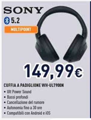 CUFFIA A PADIGLIONE WH-ULT900N