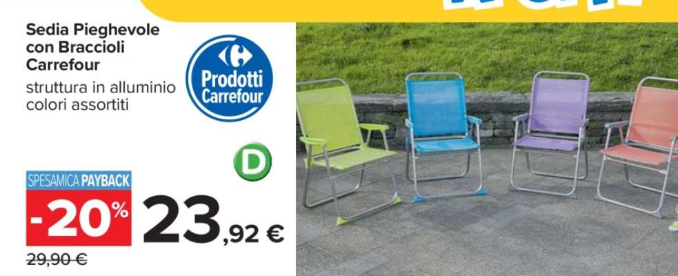 Sedia Pieghevole con Braccioli Carrefour