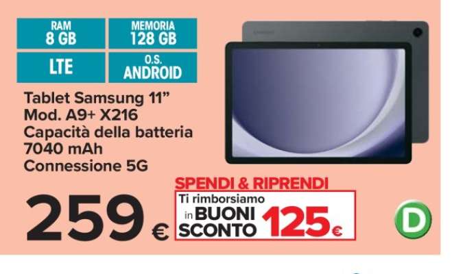Tablet Samsung 11” Mod. A9+ X216