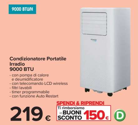 Condizionatore Portatile Irradio 9000 BTU