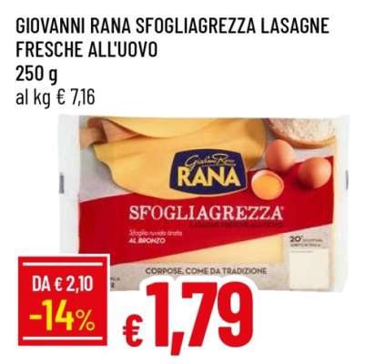 GIOVANNI RANA SFOGLIAGREZZA LASAGNE FRESCHE ALL'UOVO