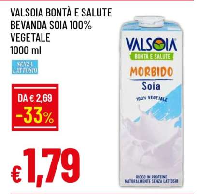 VALSOIA BONTÀ E SALUTE BEVANDA SOIA 100% VEGETALE