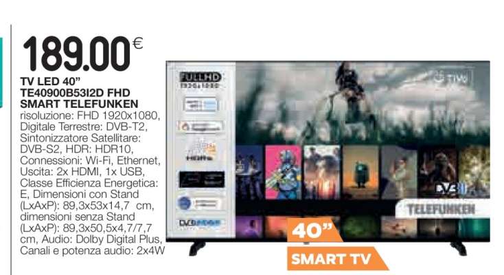 TV LED 40” TE40900B5312D FHD SMART TELEFUNKEN