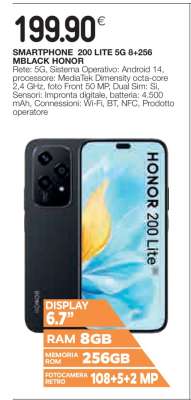 SMARTPHONE 200 LITE 5G 8+256 MBLACK HONOR
