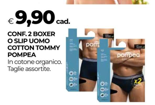 CONF. 2 BOXER O SLIP UOMO COTTON TOMMY POMPEA