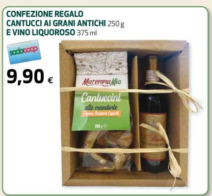 CONFEZIONE REGALO CANTUCCI AI GRANI ANTICHI E VINO LIQUOROSO