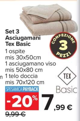 Set 3 Asciugamani Tex Basic