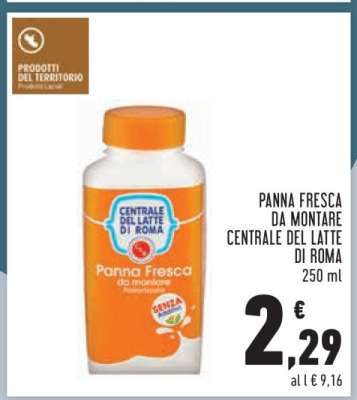 Panna Fresca da Montare Centrale del Latte di Roma