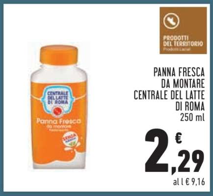 Panna Fresca da Montare Centrale del Latte di Roma