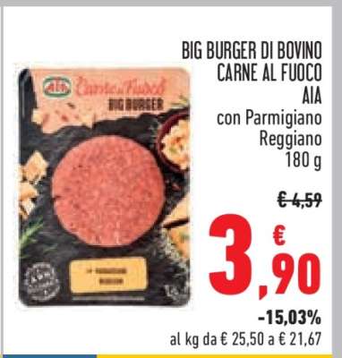 BIG BURGER DI BOVINO CARNE AL FUOCO