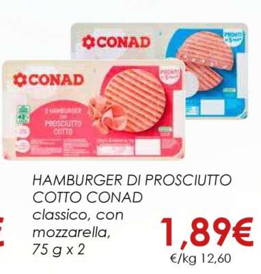 HAMBURGER DI PROSCIUTTO COTTO CONAD