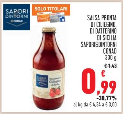 Salsa pronta di ciliegino, di datterino di Sicilia Sapori&Dintorni Conad