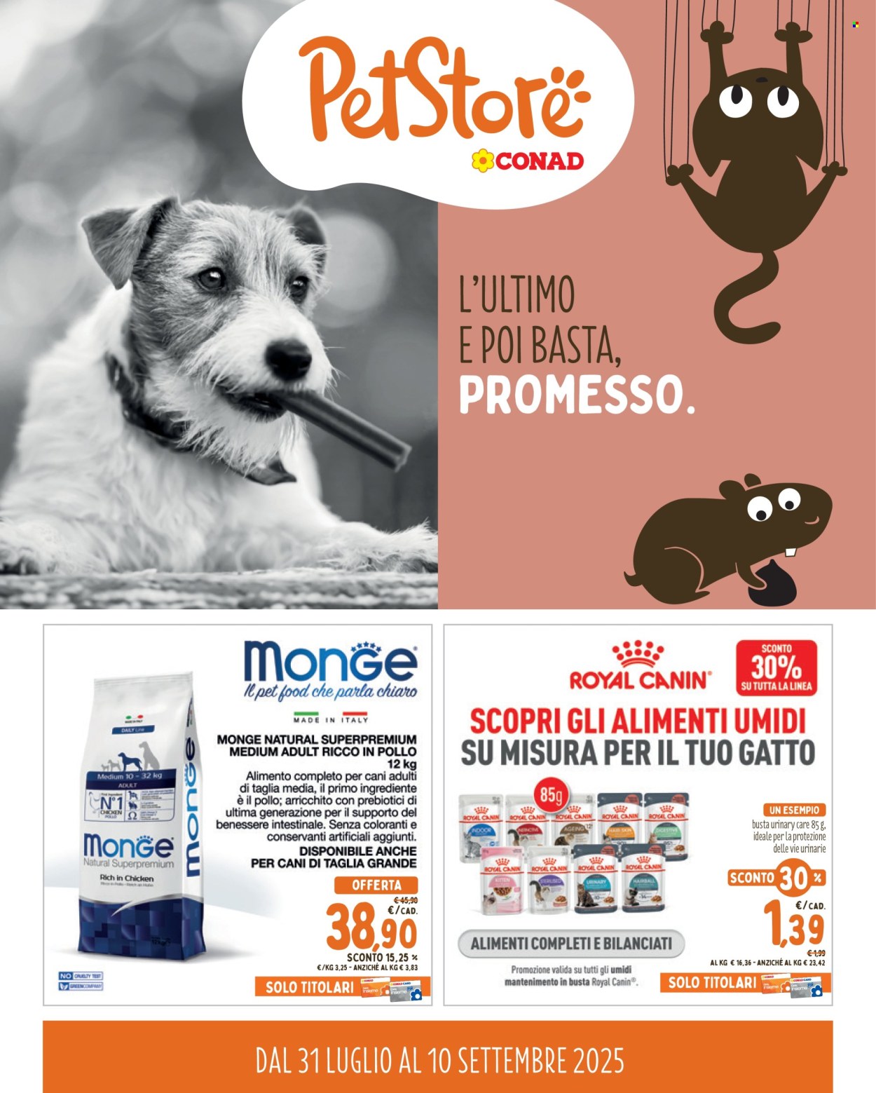 Volantino Pet Store Conad - 31.7.2025 - 10.9.2025. Pagina 1