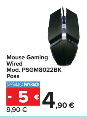 Mouse Gaming Wired Mod. PSGM8022BK Poss