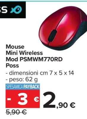 Mouse Mini Wireless Mod PSMWM770RD Poss